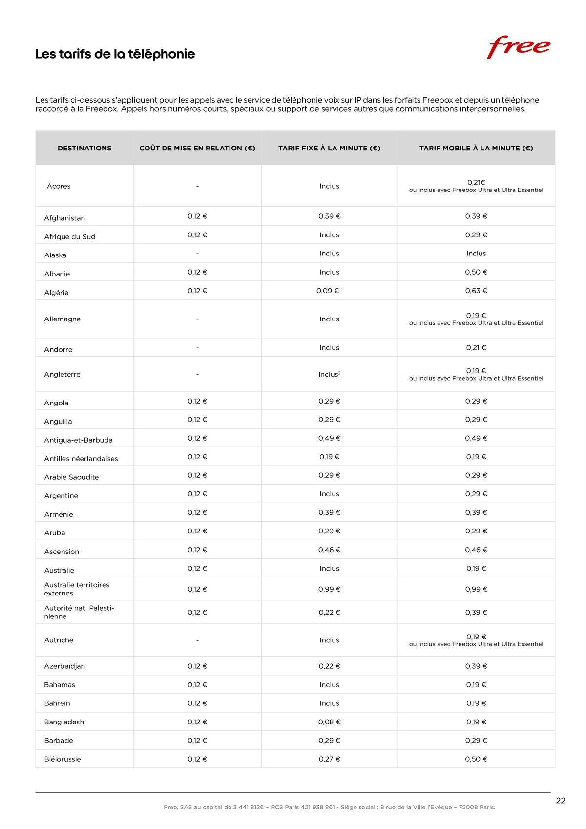 Catalogue Brochure tarifaire Forfaits Freebox, page 00022