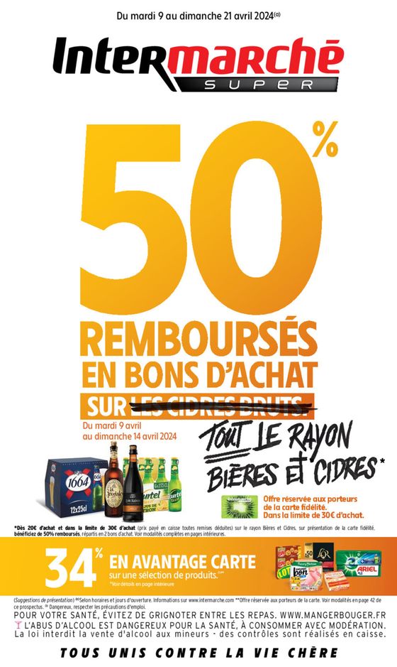 50% Rembourses en bons d'achat