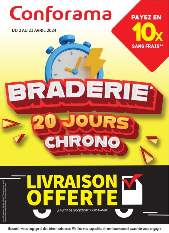 Catalogue Conforama | Braderie 20 jours chrono | 05/04/2024 - 21/04/2024