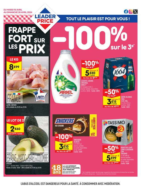 Catalogue Leader Price à Gonfreville-l'Orcher | FRAPPE FORT SUR LES PRIX | 16/04/2024 - 28/04/2024