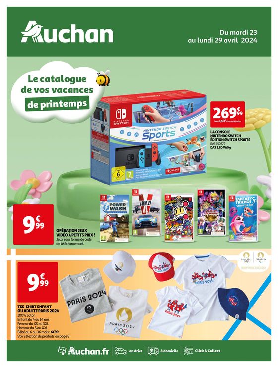 Catalogue Auchan Hypermarché à Leers | Tout pour vos vacances de printemps ! | 23/04/2024 - 29/04/2024