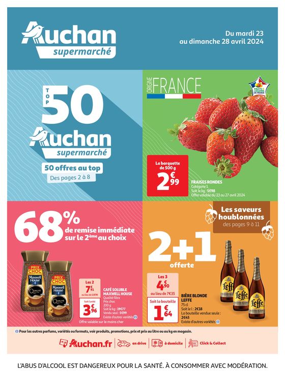Catalogue Auchan Supermarché à Houilles | 50 offres au top ! | 23/04/2024 - 28/04/2024