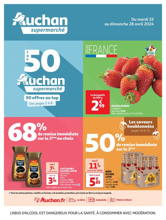Catalogue Auchan Supermarché à Poitiers | 50 offres au top ! | 23/04/2024 - 28/04/2024