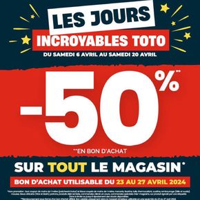 Promos de Meubles et Décoration à Rouen | LES JOURS INCROYABLES TOTO sur Toto | 08/04/2024 - 20/04/2024
