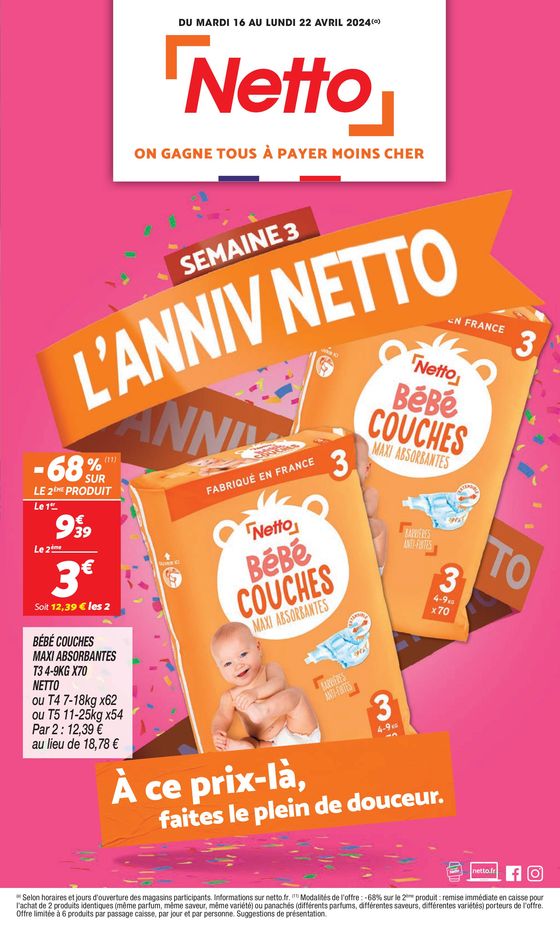Catalogue Netto à Nice | SEMAINE PROCHAINE : L'ANNIV NETTO | 16/04/2024 - 22/04/2024