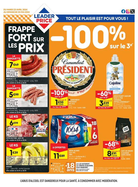 Catalogue Leader Price à Vire (Calvados) | FRAPPE FORT SUR LES PRIX | 23/04/2024 - 05/05/2024