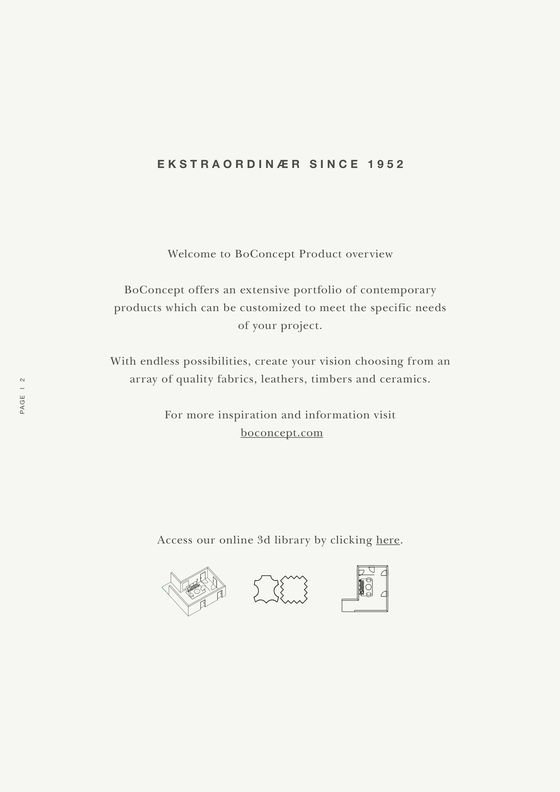 Catalogue BoConcept | EXPLORE OUR E X TRAORDINARY FABRI C & LEATHER GU I D E EXTRAORDINARY PRODUCT OVERVIEW CONTRACT | 09/04/2024 - 31/12/2024