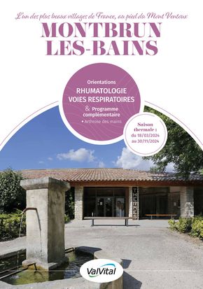Catalogue ValVital à Aix-les-Bains | ValVital Brochure établissement Montbrun-les-Bains 2024 | 11/04/2024 - 30/11/2024