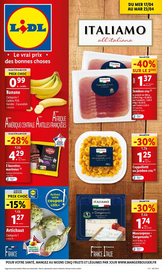 Catalogue Lidl à Sevran |  L'Italie s'invite dans votre assiette ! Profitez de notre sélection exclusive ! | 17/04/2024 - 23/04/2024