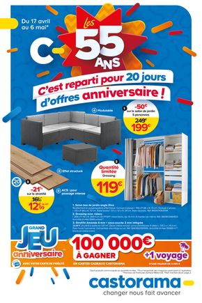 Promos de Bricolage à Châtillon-sur-Chalaronne | C’est reparti pour 20 jours d’offres anniversaire ! sur Castorama | 17/04/2024 - 06/05/2024