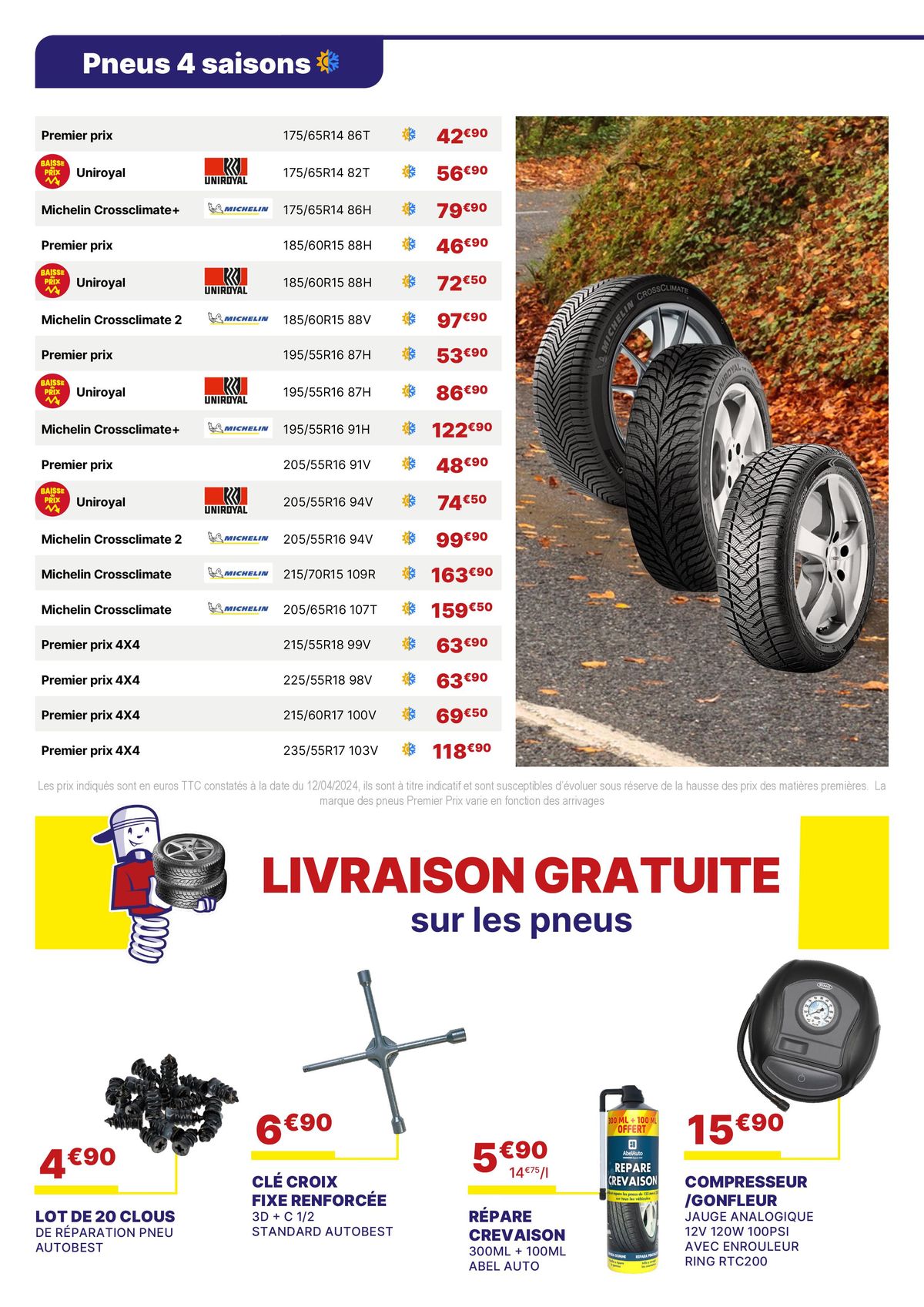 Catalogue BAISSE DE PRIX sur de nombreux pneus, pièces auto et accessoires, page 00004
