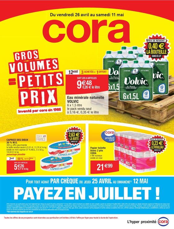 Catalogue Cora à Villeneuve-d'Ascq | Gros volumes = petits prix | 26/04/2024 - 11/05/2024