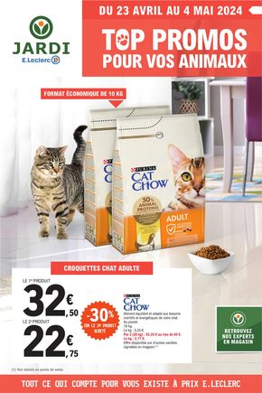 Catalogue E.Leclerc Jardi à Clichy | Top promos pour vos animaux | 23/04/2024 - 04/05/2024