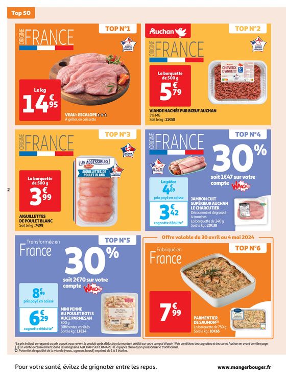 Catalogue Auchan Supermarché à Autingues | 50 offres au top ! | 30/04/2024 - 05/05/2024