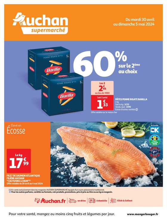 Catalogue Auchan Supermarché à Chantilly | 50 offres au top ! | 30/04/2024 - 05/05/2024