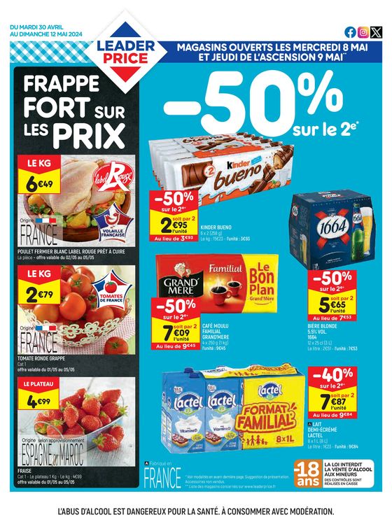 Catalogue Leader Price à Saint-Saëns | FRAPPE FORT SUR LES PRIX | 30/04/2024 - 12/05/2024