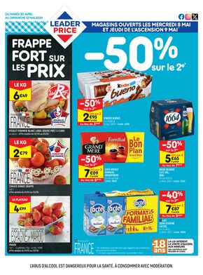 Promos de Supermarchés à Houdan | FRAPPE FORT SUR LES PRIX sur Leader Price | 30/04/2024 - 12/05/2024