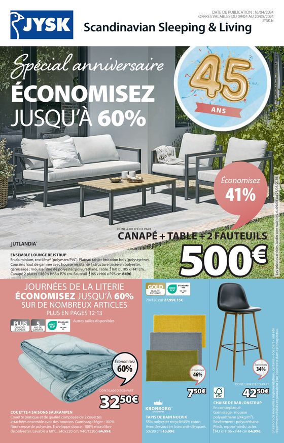 Catalogue JYSK à Douai | Offres exceptionnelles | 16/04/2024 - 20/05/2024