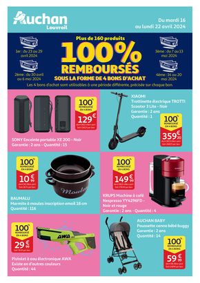 Catalogue Auchan Hypermarché | 100% REMBOURSES | 16/04/2024 - 22/04/2024