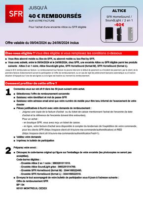 Promos de Multimédia et Electroménager à Le Havre | Pour l’achat d'une enceinte Altice ou SFR éligible sur SFR | 18/04/2024 - 24/06/2024