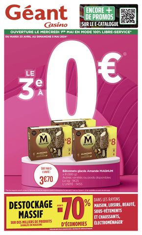 Promos de Supermarchés à Montmorot | Le 3e A 0€ sur Géant Casino | 22/04/2024 - 05/05/2024