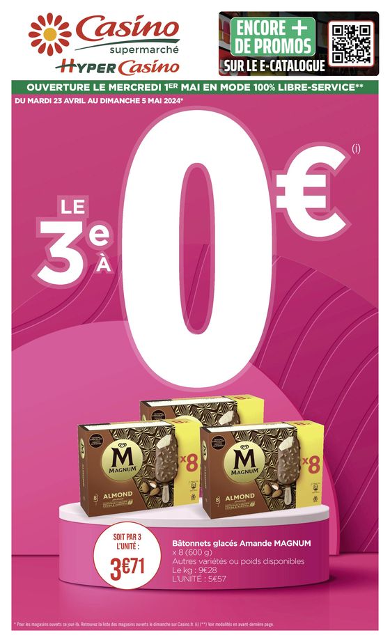 Catalogue Casino Supermarchés à Santa-Lucia-di-Moriani | Le 3e A 0€ | 22/04/2024 - 05/05/2024