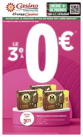 Promos de Supermarchés à L'Île-Rousse | Le 3e A 0€ sur Casino Supermarchés | 22/04/2024 - 05/05/2024