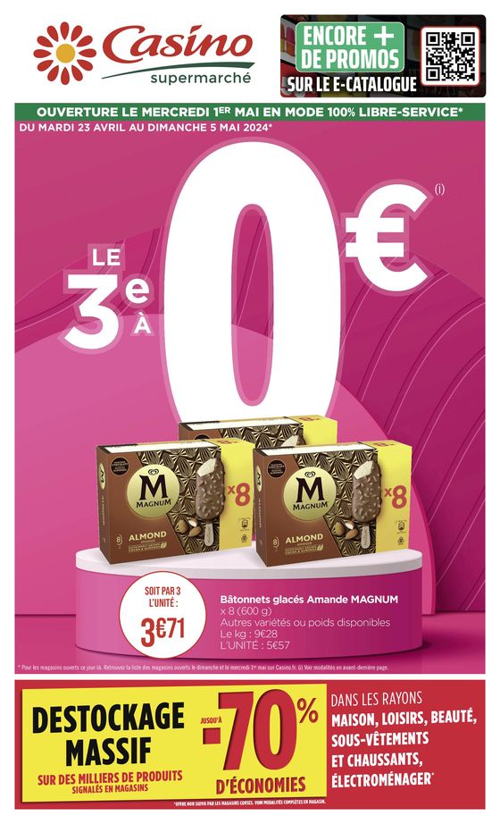 Catalogue Casino Supermarchés à Grenoble | Le 3e A 0€ | 22/04/2024 - 05/05/2024