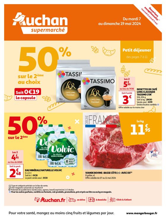 Catalogue Auchan Supermarché à Bordeaux | Un bon petit-dej pour une belle journée | 07/05/2024 - 19/05/2024