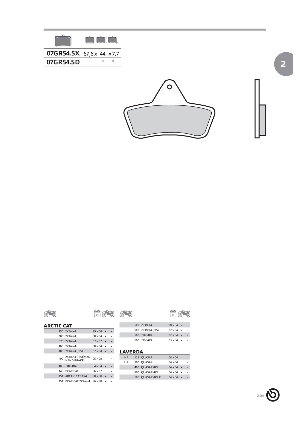 Catalogue BREMBO 2024 - Plaquettes de frein, page 00265