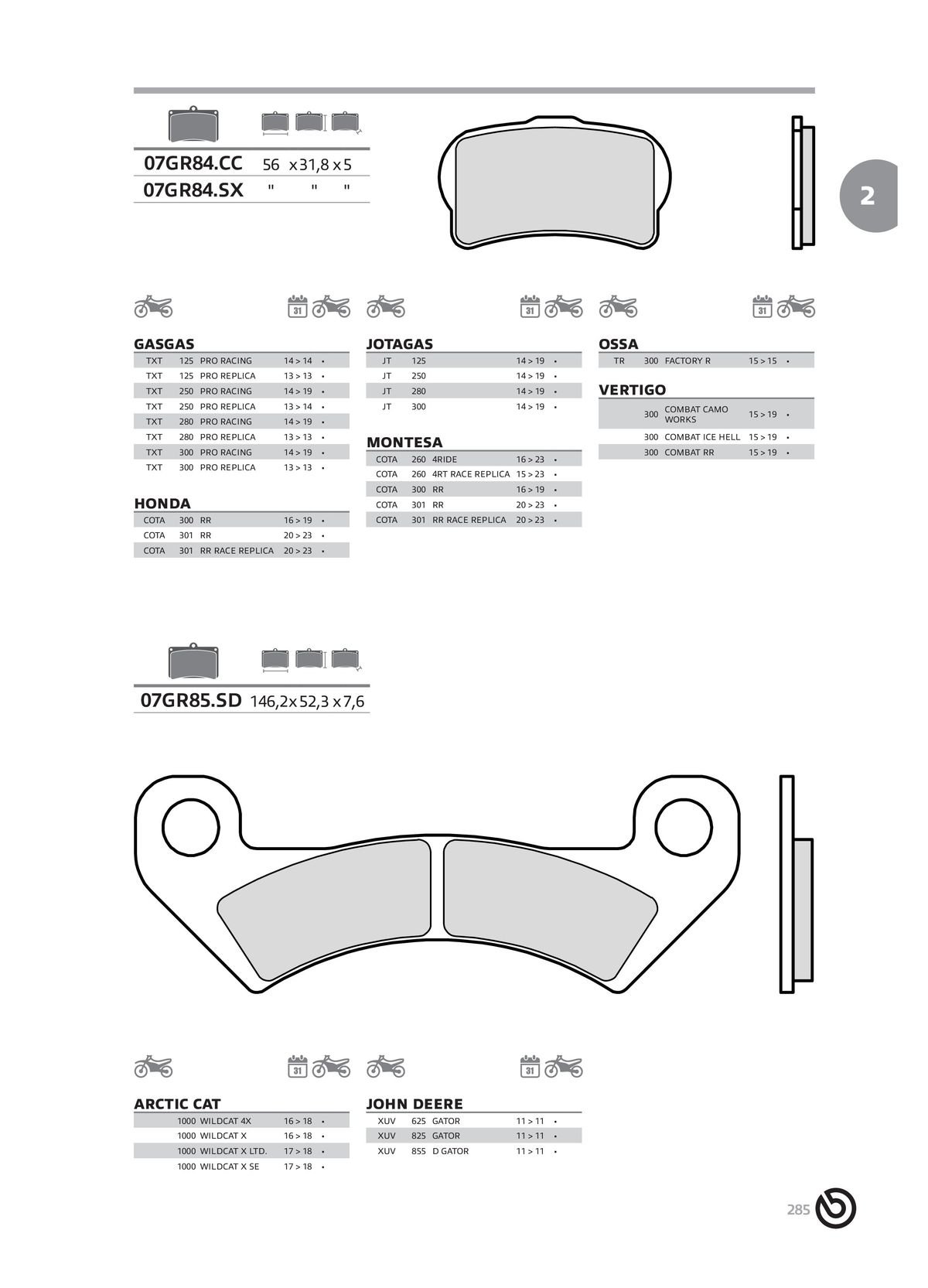 Catalogue BREMBO 2024 - Plaquettes de frein, page 00287