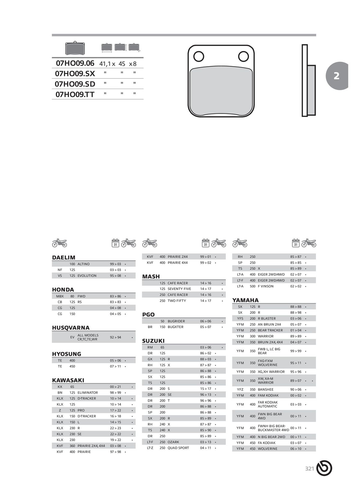 Catalogue BREMBO 2024 - Plaquettes de frein, page 00323