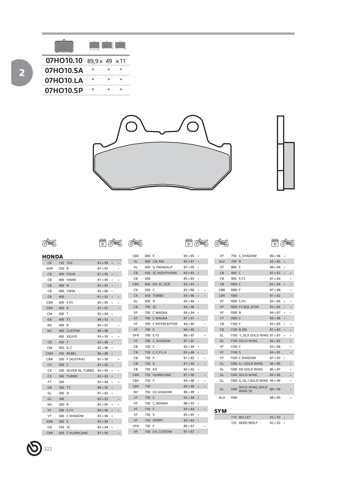 Catalogue BREMBO 2024 - Plaquettes de frein, page 00324