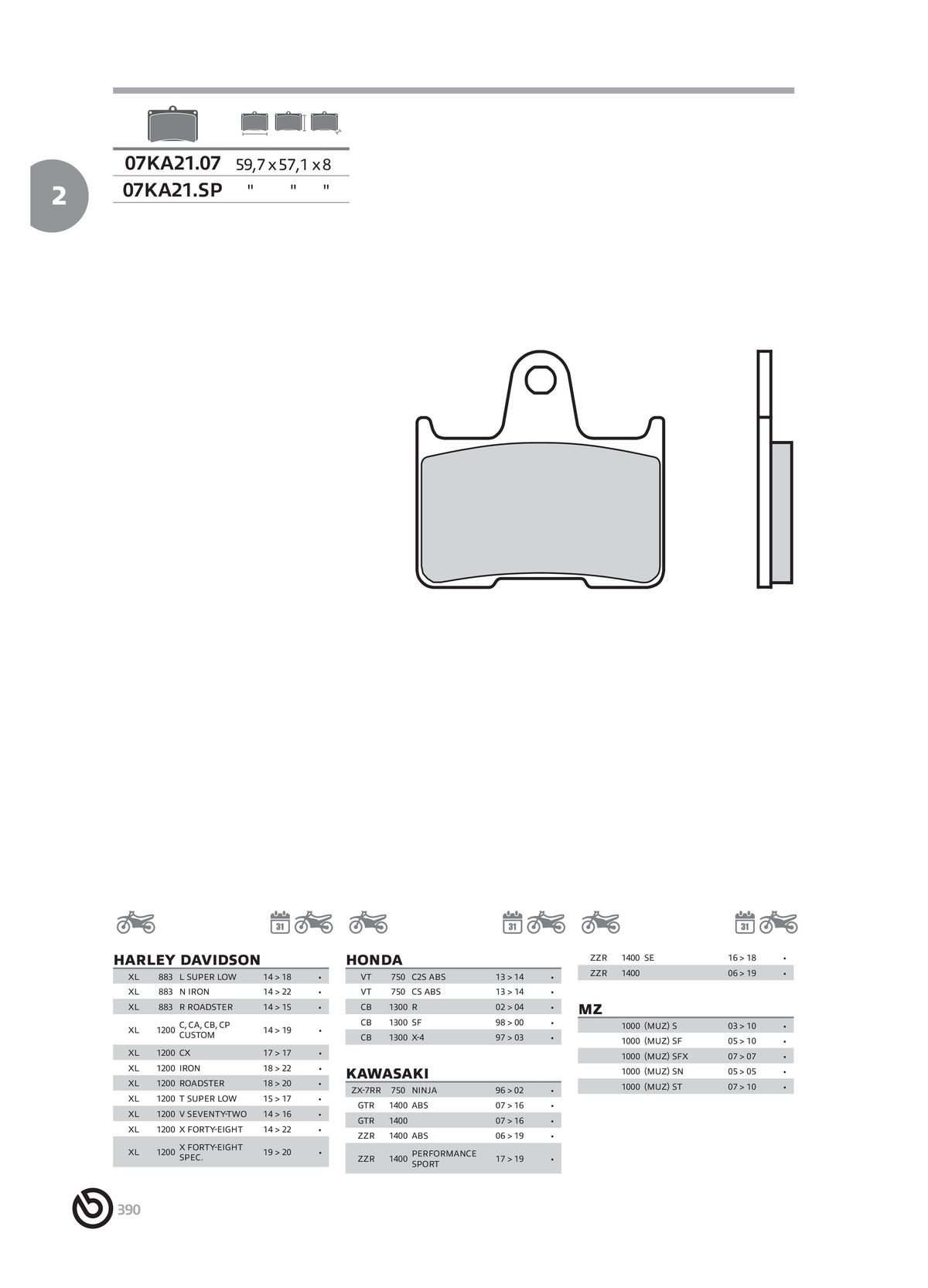 Catalogue BREMBO 2024 - Plaquettes de frein, page 00392