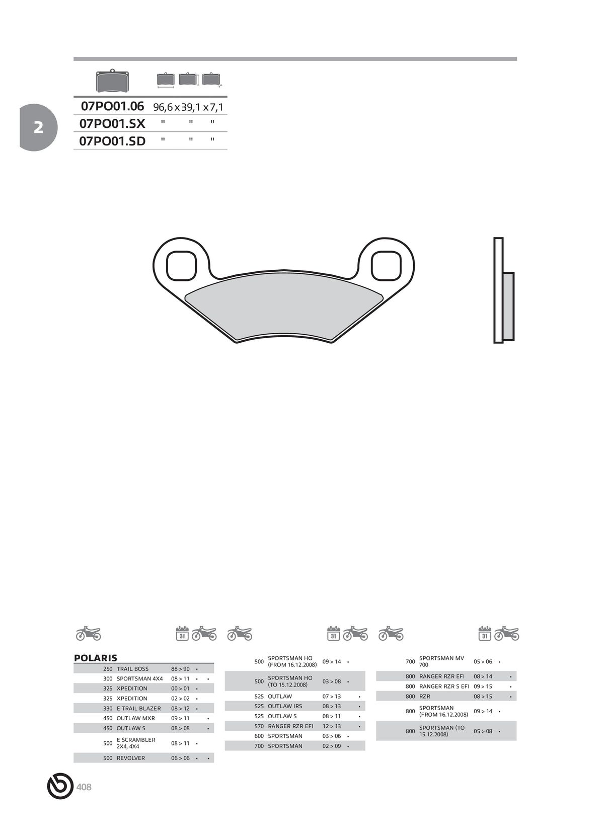 Catalogue BREMBO 2024 - Plaquettes de frein, page 00410