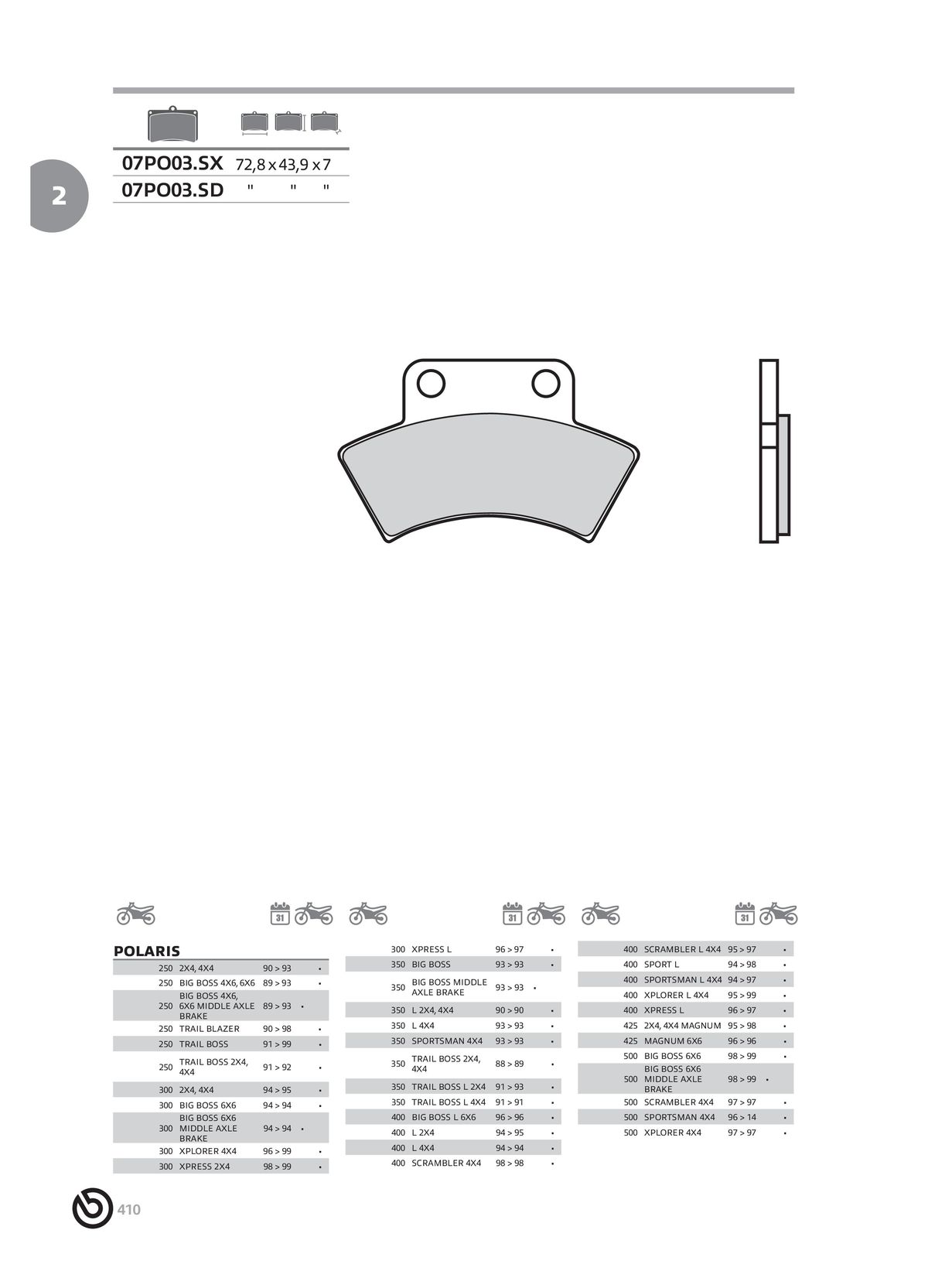Catalogue BREMBO 2024 - Plaquettes de frein, page 00412