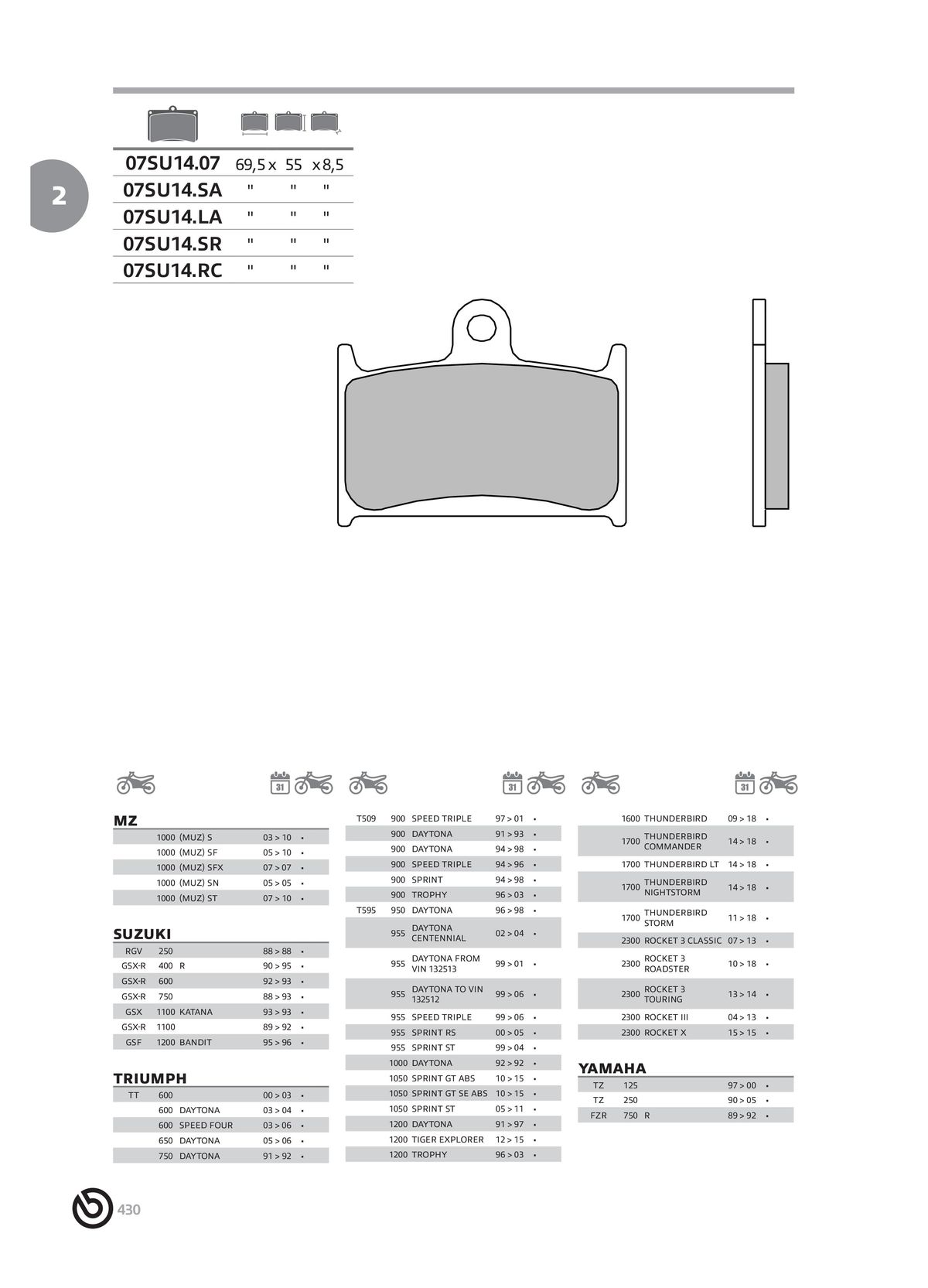 Catalogue BREMBO 2024 - Plaquettes de frein, page 00432