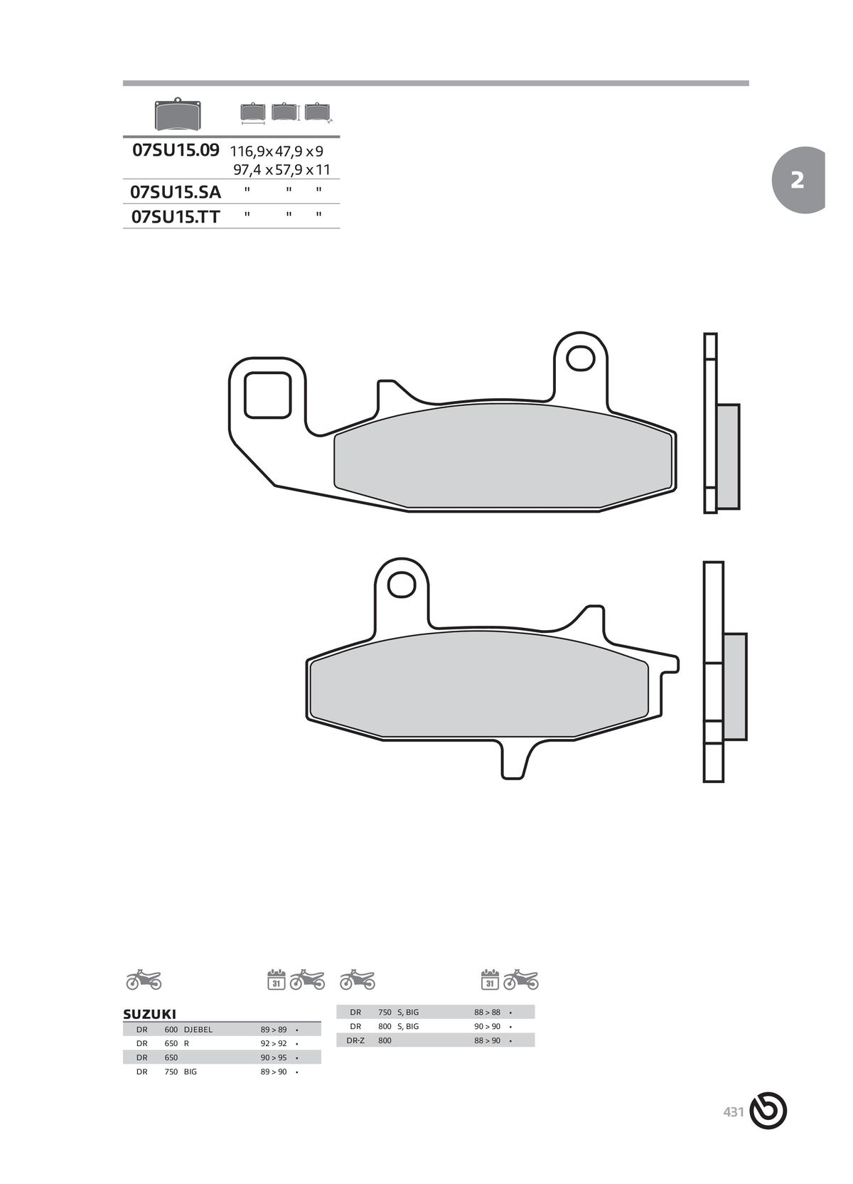 Catalogue BREMBO 2024 - Plaquettes de frein, page 00433