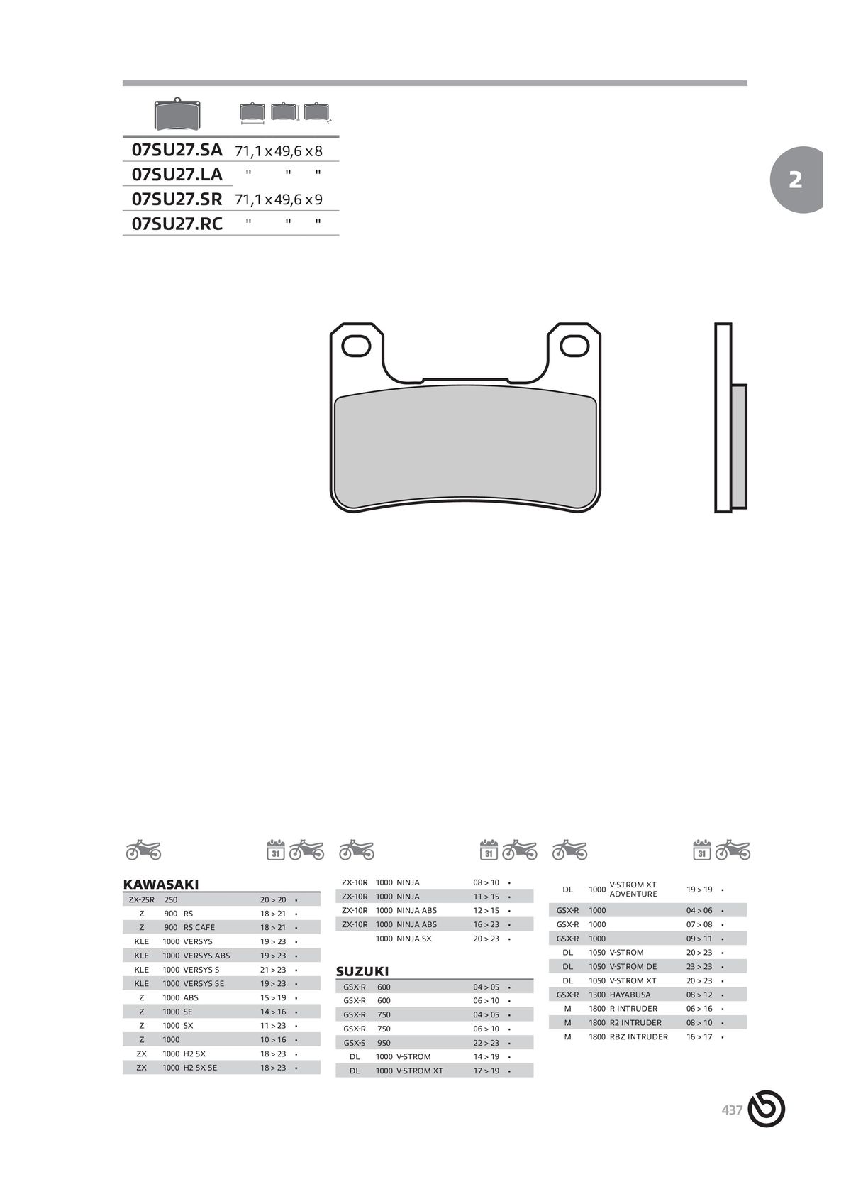 Catalogue BREMBO 2024 - Plaquettes de frein, page 00439