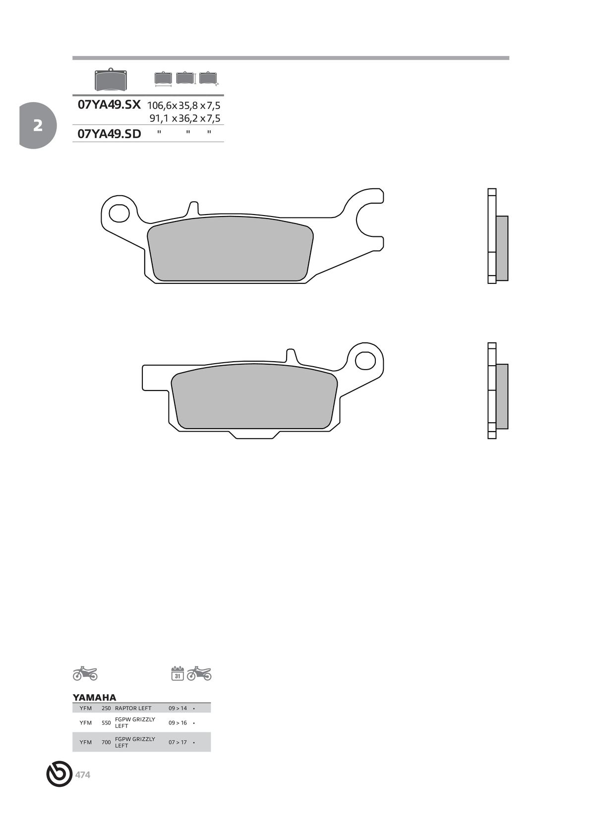 Catalogue BREMBO 2024 - Plaquettes de frein, page 00476