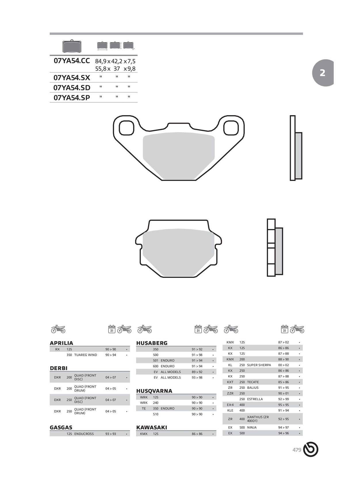 Catalogue BREMBO 2024 - Plaquettes de frein, page 00481