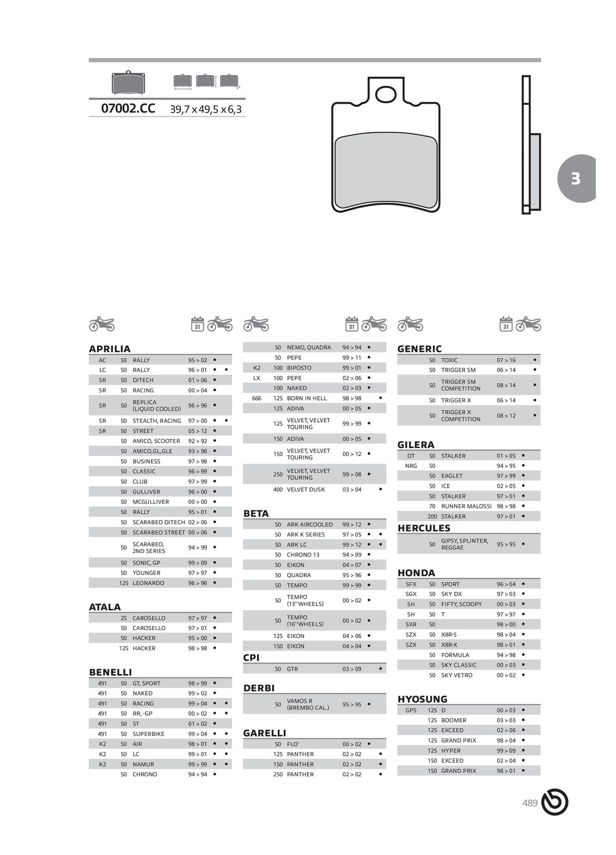 Catalogue BREMBO 2024 - Plaquettes de frein, page 00491