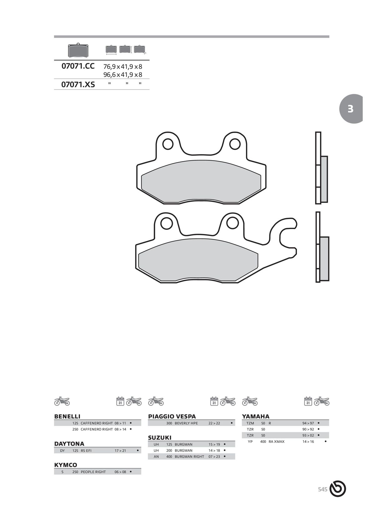 Catalogue BREMBO 2024 - Plaquettes de frein, page 00547