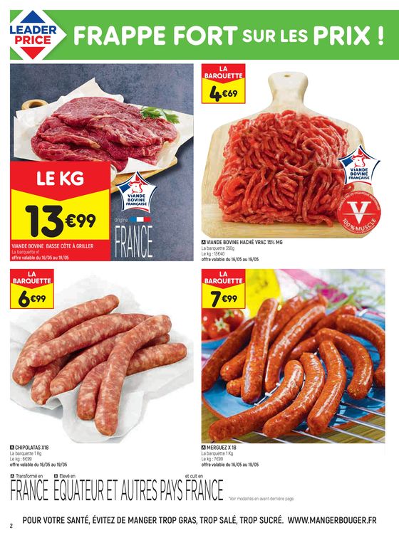 Catalogue Leader Price à Vaulx-en-Velin | FRAPPE FORT SUR LES PRIX | 14/05/2024 - 26/05/2024