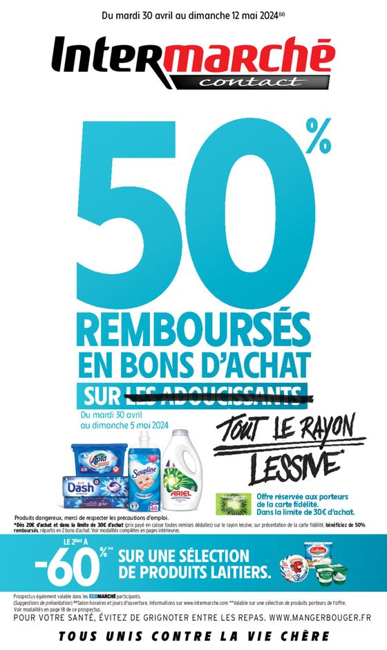 Catalogue Intermarché à Le Val-d'Ajol | 50 % REMBOURSES EN BONS D'ACHAT | 30/04/2024 - 12/05/2024