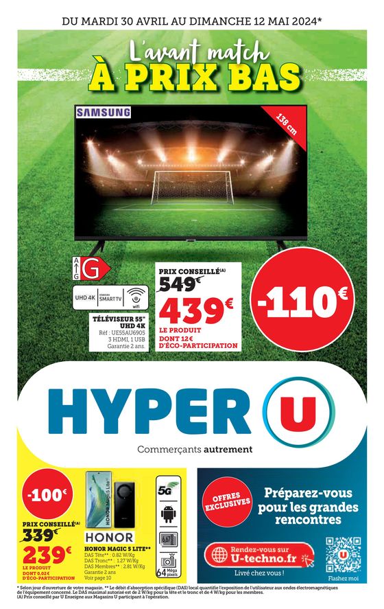 Catalogue Hyper U à Plancoët | L'avant match à prix bas | 30/04/2024 - 12/05/2024