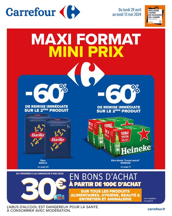 Catalogue Carrefour à Vichy | Maxi format, mini prix | 29/04/2024 - 13/05/2024