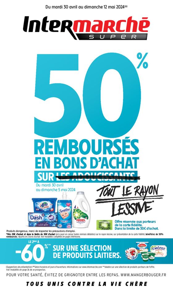 50 % REMBOURSES EN BONS D'ACHAT