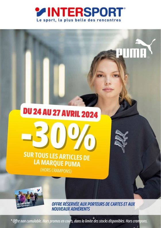Catalogue Intersport à Chartres | -30% sur tous les articles de marque puma | 24/04/2024 - 27/04/2024