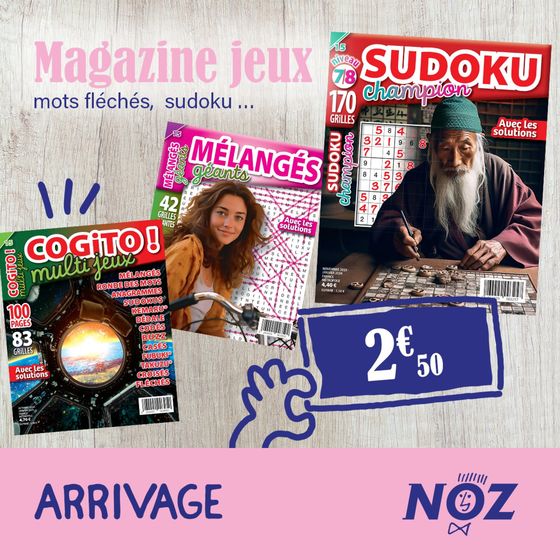 Catalogue Noz à Alençon | Divers magazines de jeux : mots fléchés, mots mélangés, sudoku, coloriage… | 24/04/2024 - 30/04/2024
